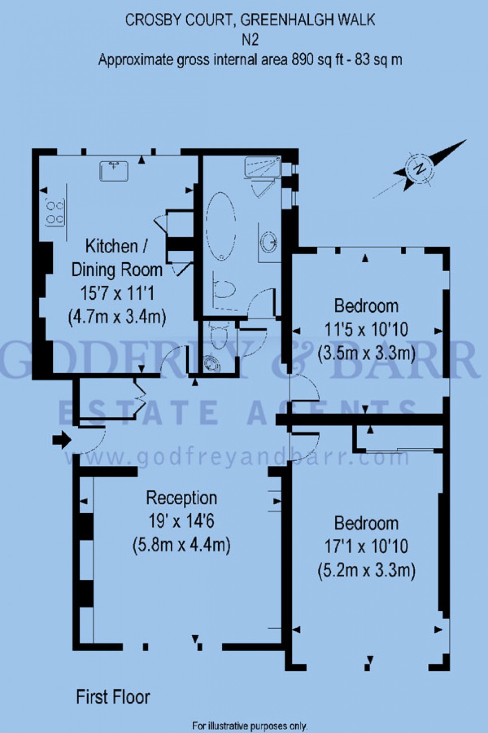 Floorplan for Crosby Court, Greenhalgh Walk, Hampstead Garden Suburb