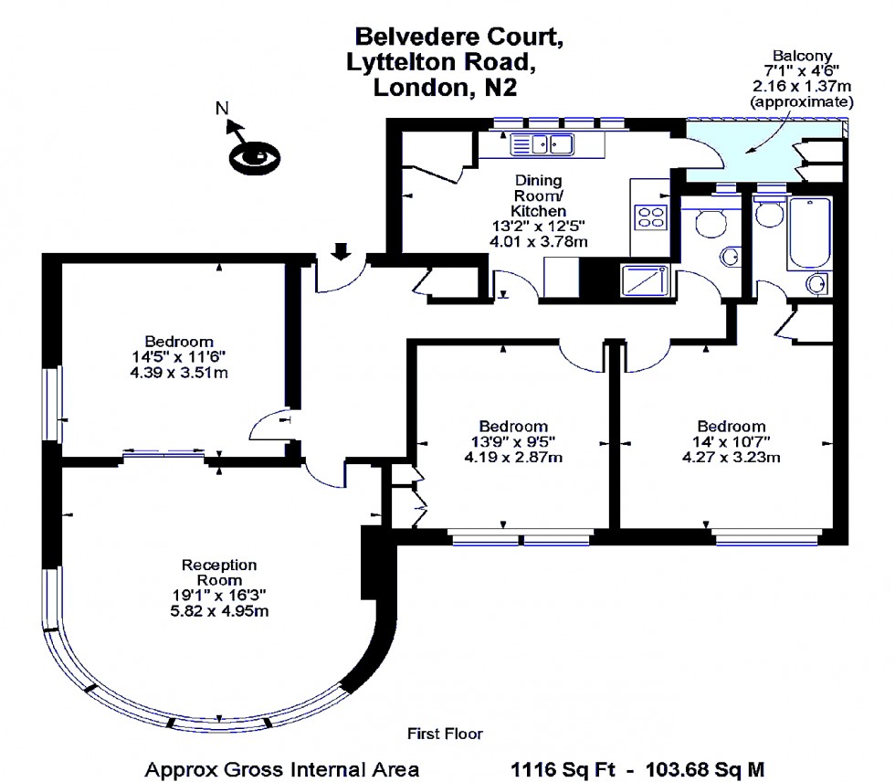 Floorplan for Belvedere Court, Hampstead Garden Suburb