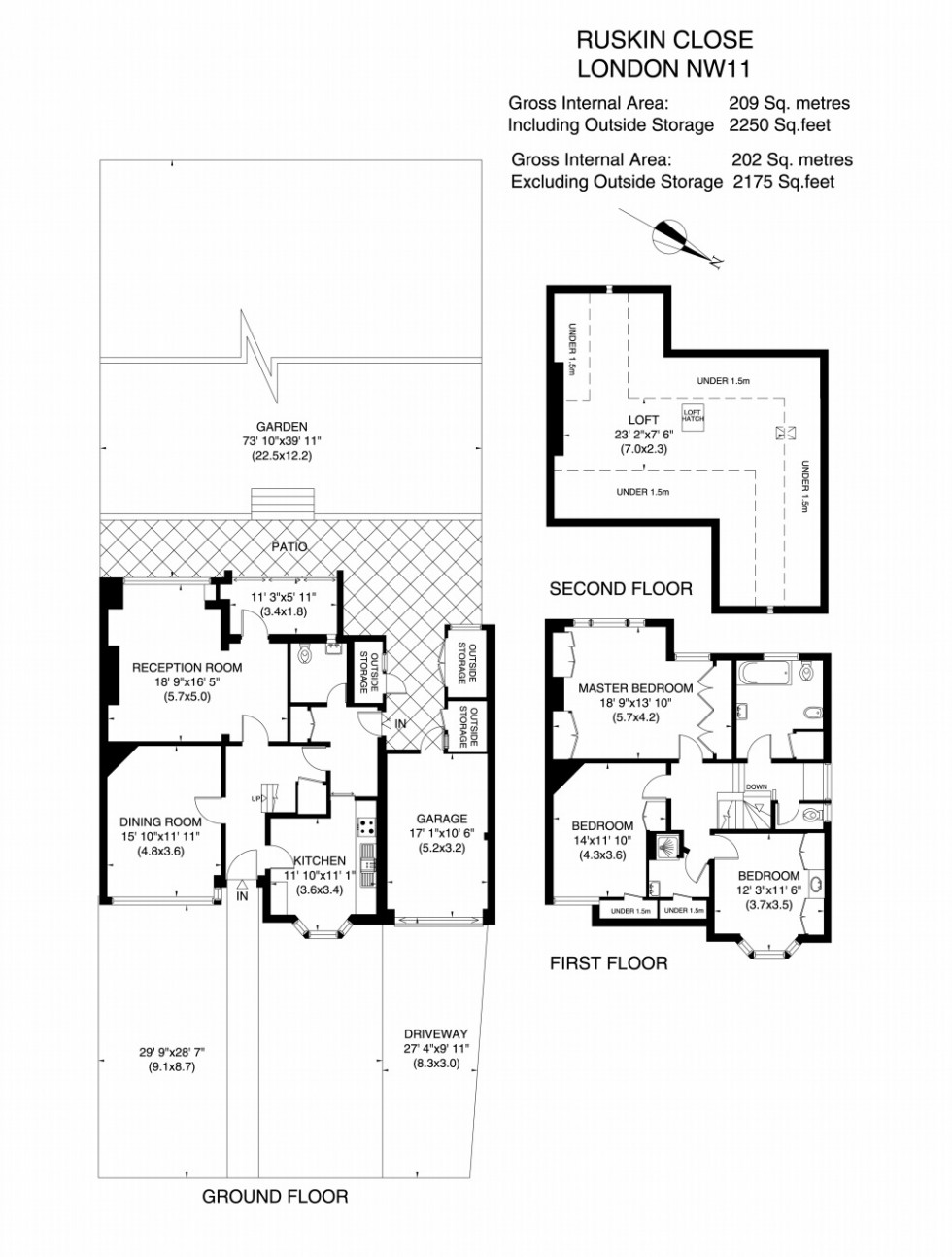 Floorplan for Ruskin Close, Hampstead Garden Suburb