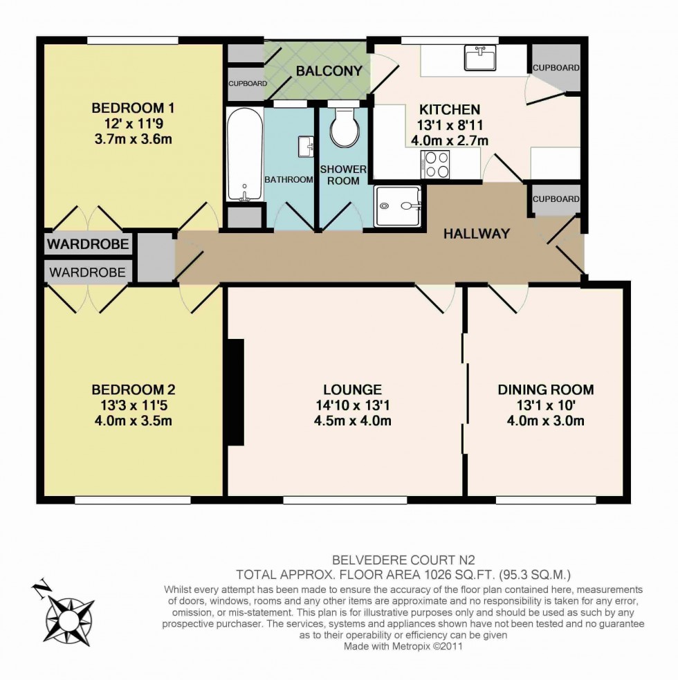 Floorplan for Belvedere Court, Lyttelton Road, Hampstead Garden Suburb