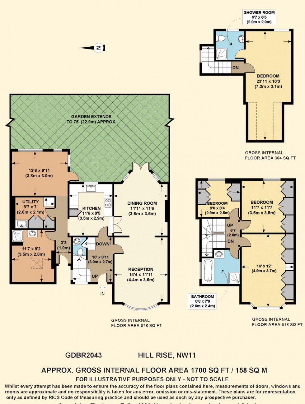 Floorplan for Hill Rise, Hampstead Garden Suburb