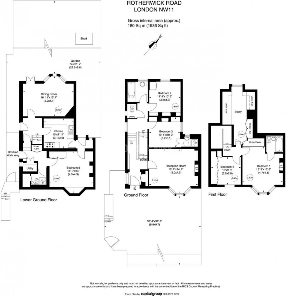 Floorplan for Rotherwick Road, Hampstead Garden Suburb