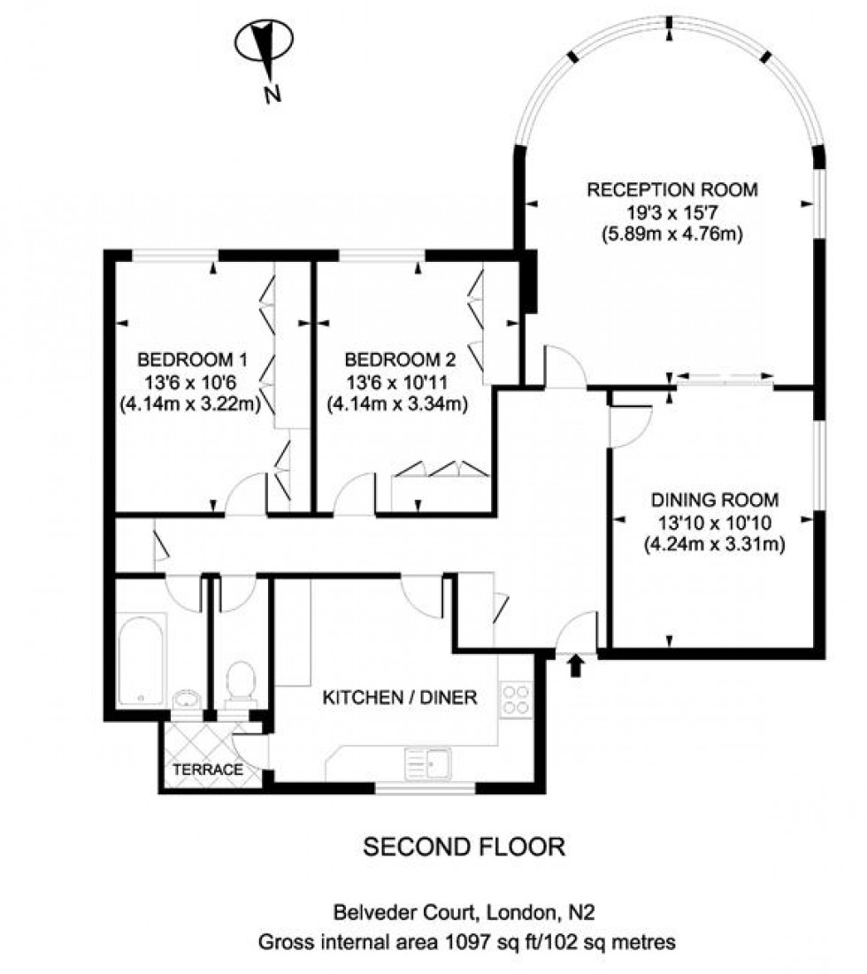 Floorplan for Lyttelton Road, Hampstead Garden Suburb