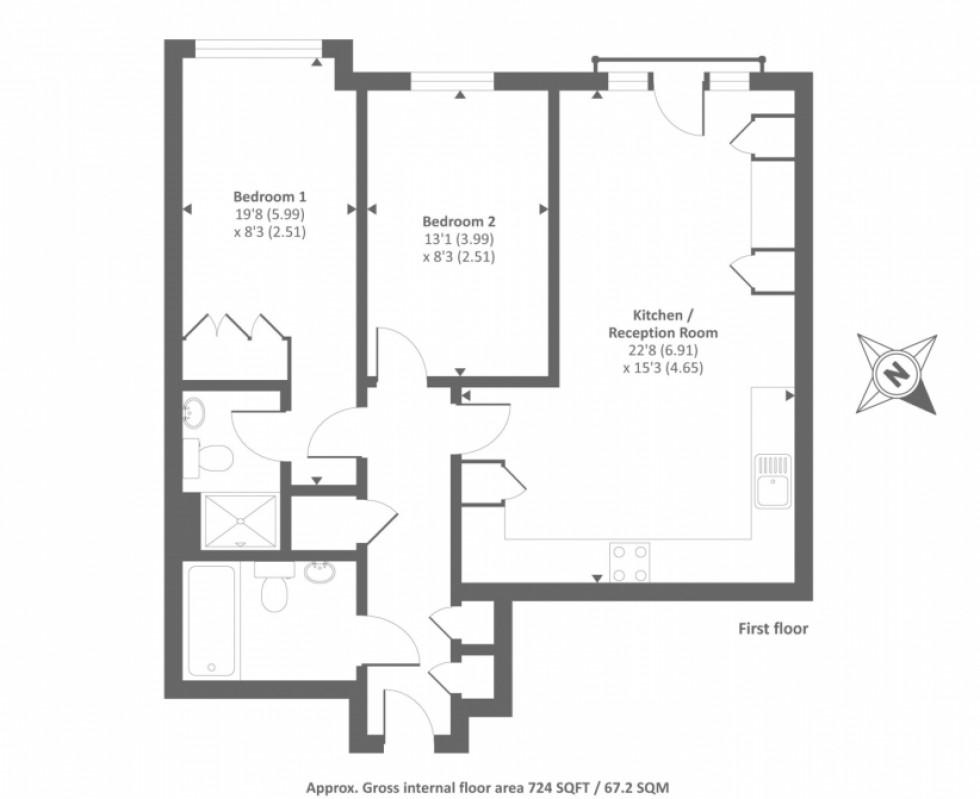 Floorplan for East End Road, Finchley