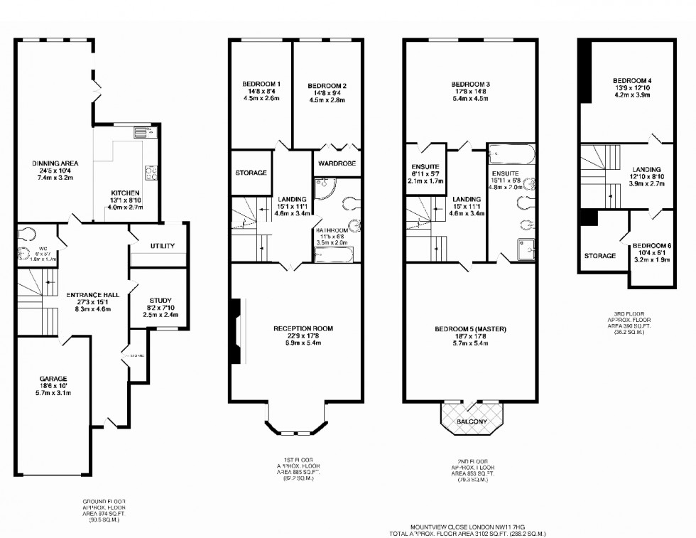 Floorplan for Mountview Close, Golders Green