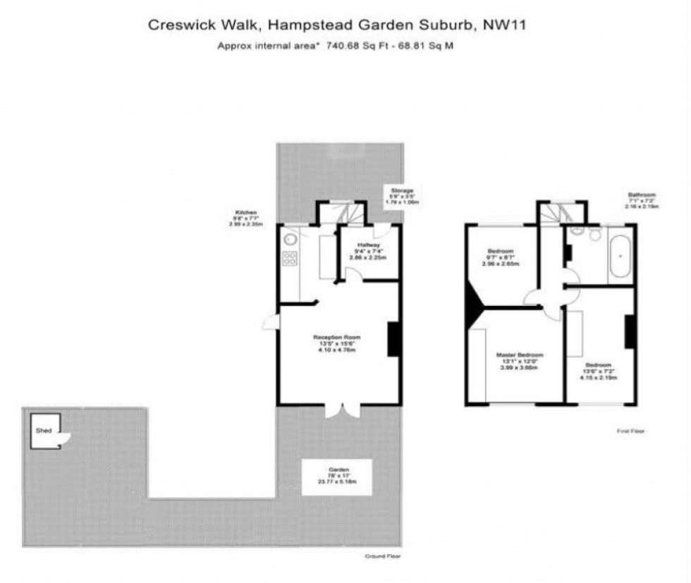 Floorplan for Creswick Walk, Hampstead Garden Suburb