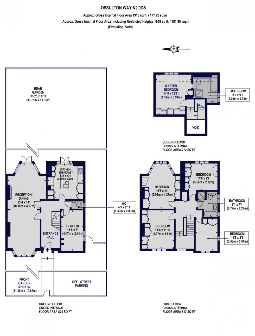 Floorplan for Ossulton Way, Hampstead Garden Suburb