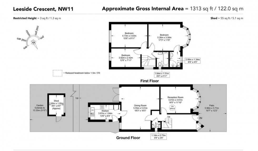 Floorplan for Leeside Crescent, Temple Fortune