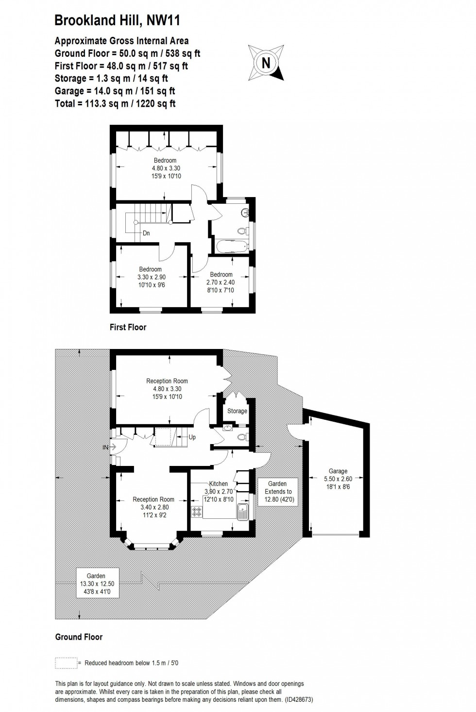 Floorplan for Brookland Hill, Hampstead Garden Suburb