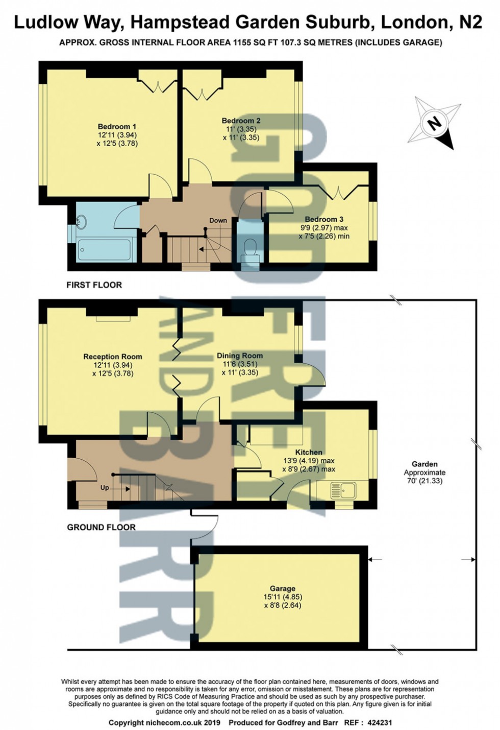 Floorplan for Ludlow Way, Hampstead Garden Suburb