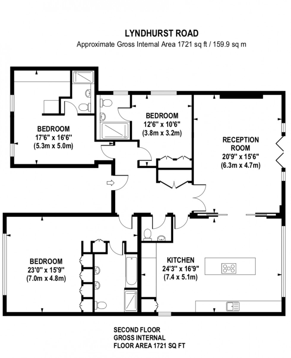 Floorplan for Lyndhurst Road, Hampstead