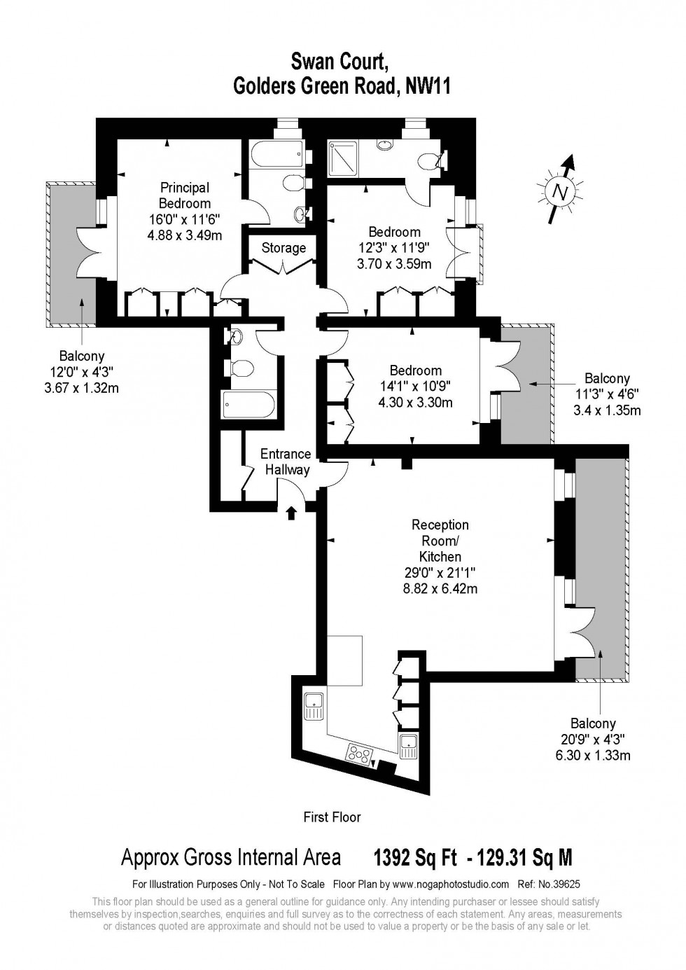 Floorplan for Golders Green Road, Golders Green