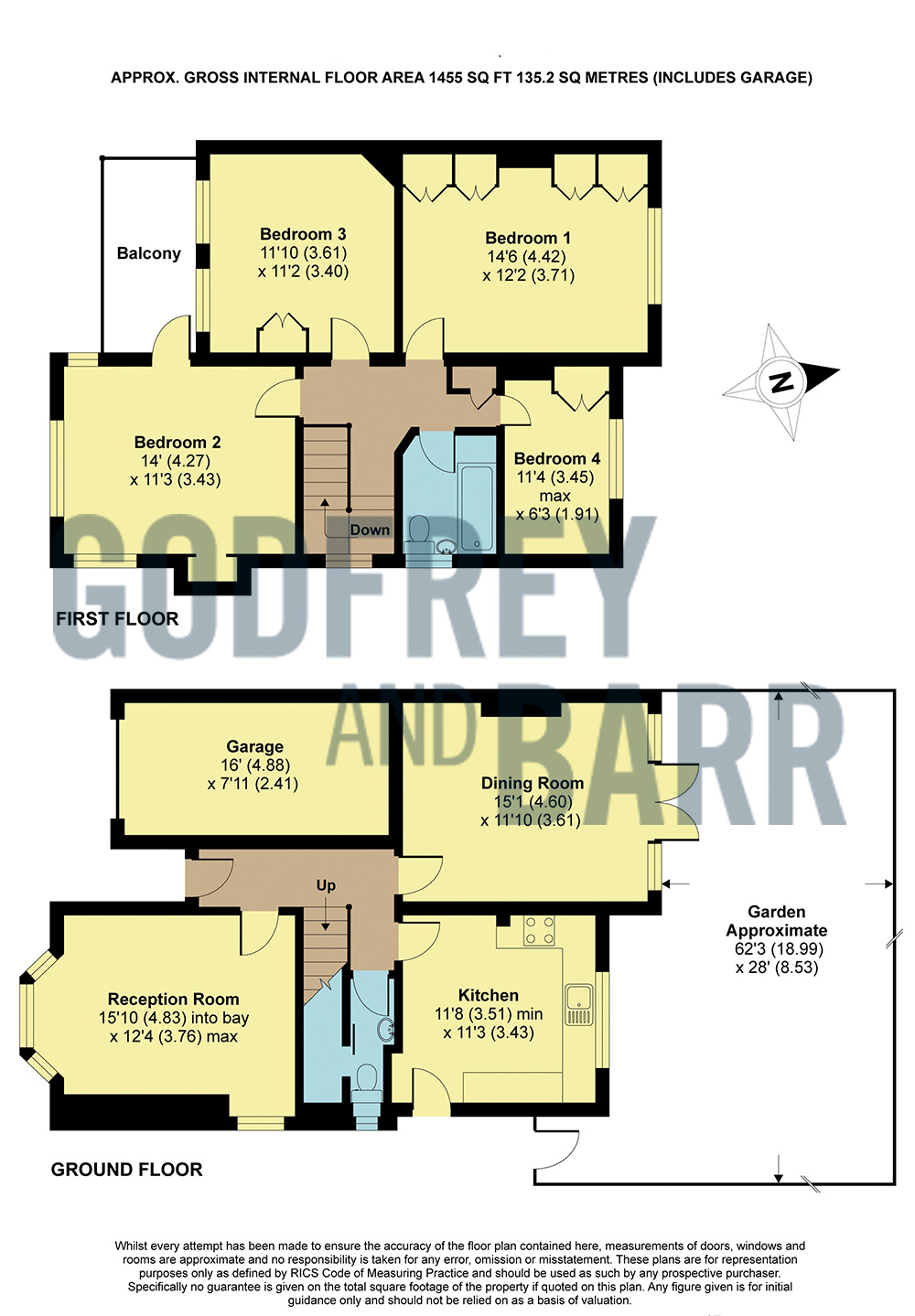 Godfrey & Barr Estate Agents Floorplan for Hill Top, Hampstead Garden Suburb, NW11