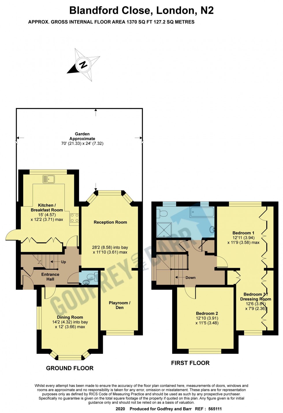 Floorplan for Blandford Close, Hampstead Garden Suburb