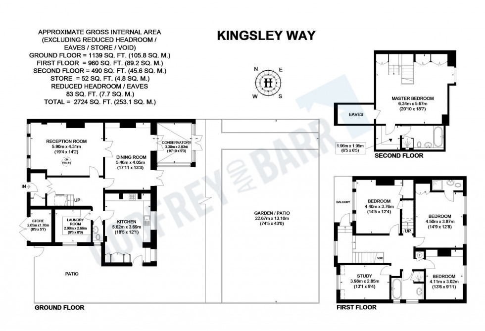 Floorplan for Kingsley Way, Hampstead Garden Suburb