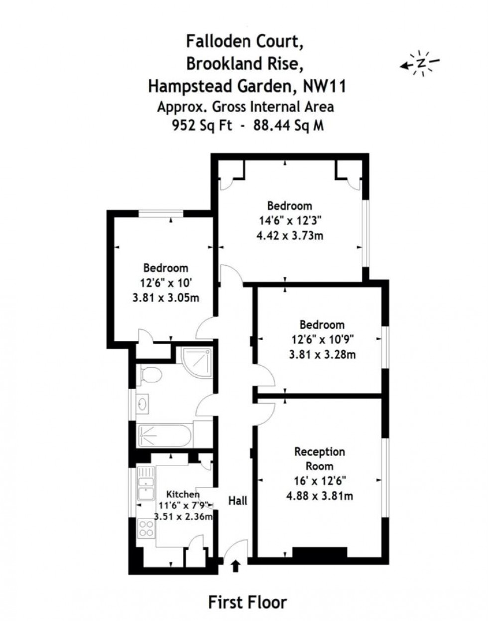Floorplan for Brookland Rise, Hampstead Garden Suburb