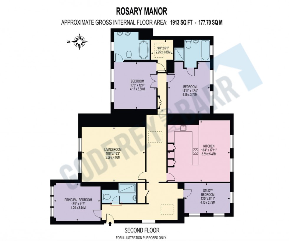 Floorplan for Rosary Manor, The Ridgeway, Mill Hill Village