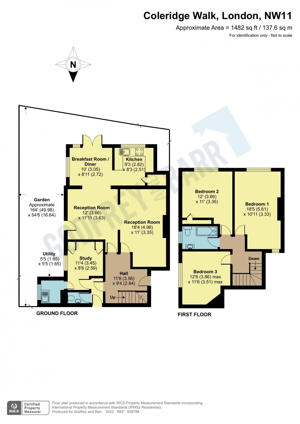 Floorplan for Coleridge Walk, Hampstead Garden Suburb