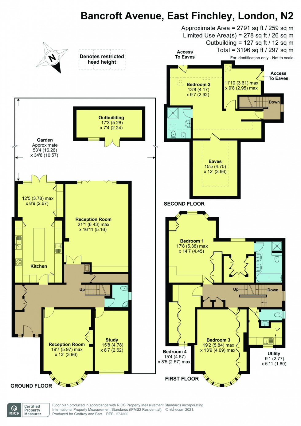 Floorplan for Bancroft Avenue, Hampstead Garden Suburb borders / East Finchley
