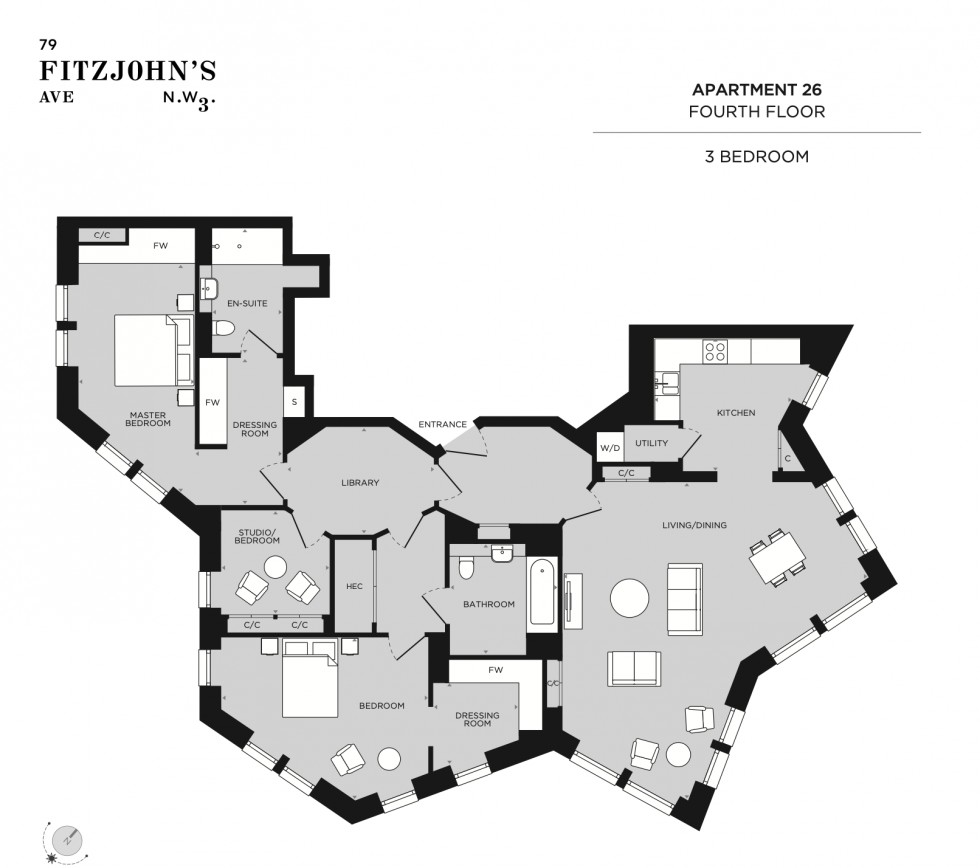 Floorplan for Fitzjohns Avenue, Hampstead