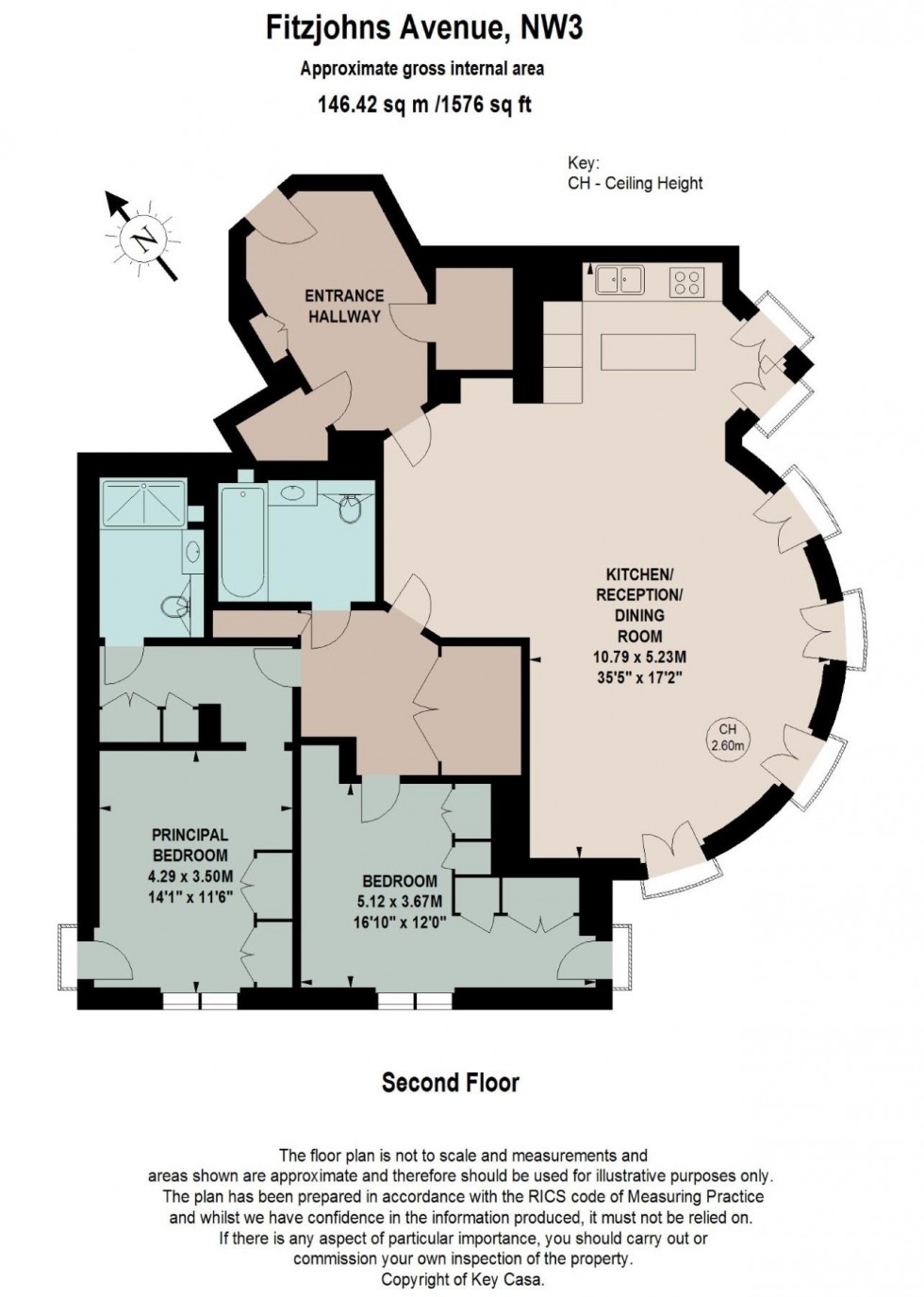Floorplan for Fitzjohns Avenue, Hampstead