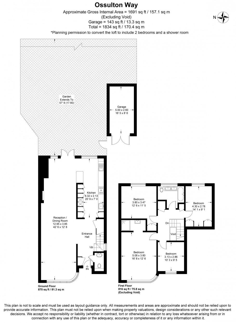 Floorplan for Ossulton Way, Hampstead Garden Suburb