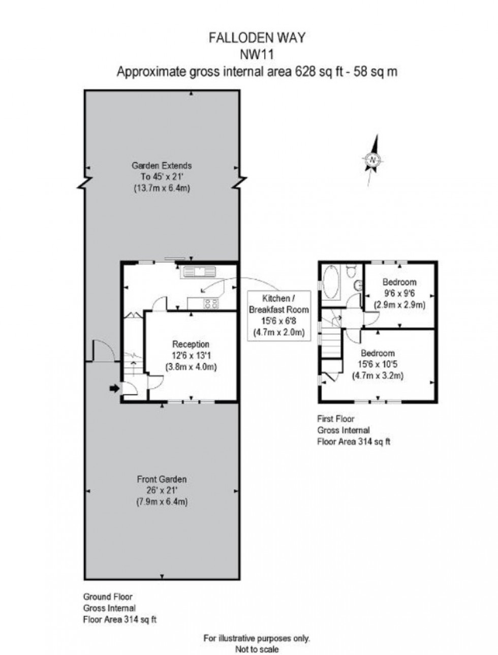 Floorplan for Falloden Way, Hampstead Garden Suburb