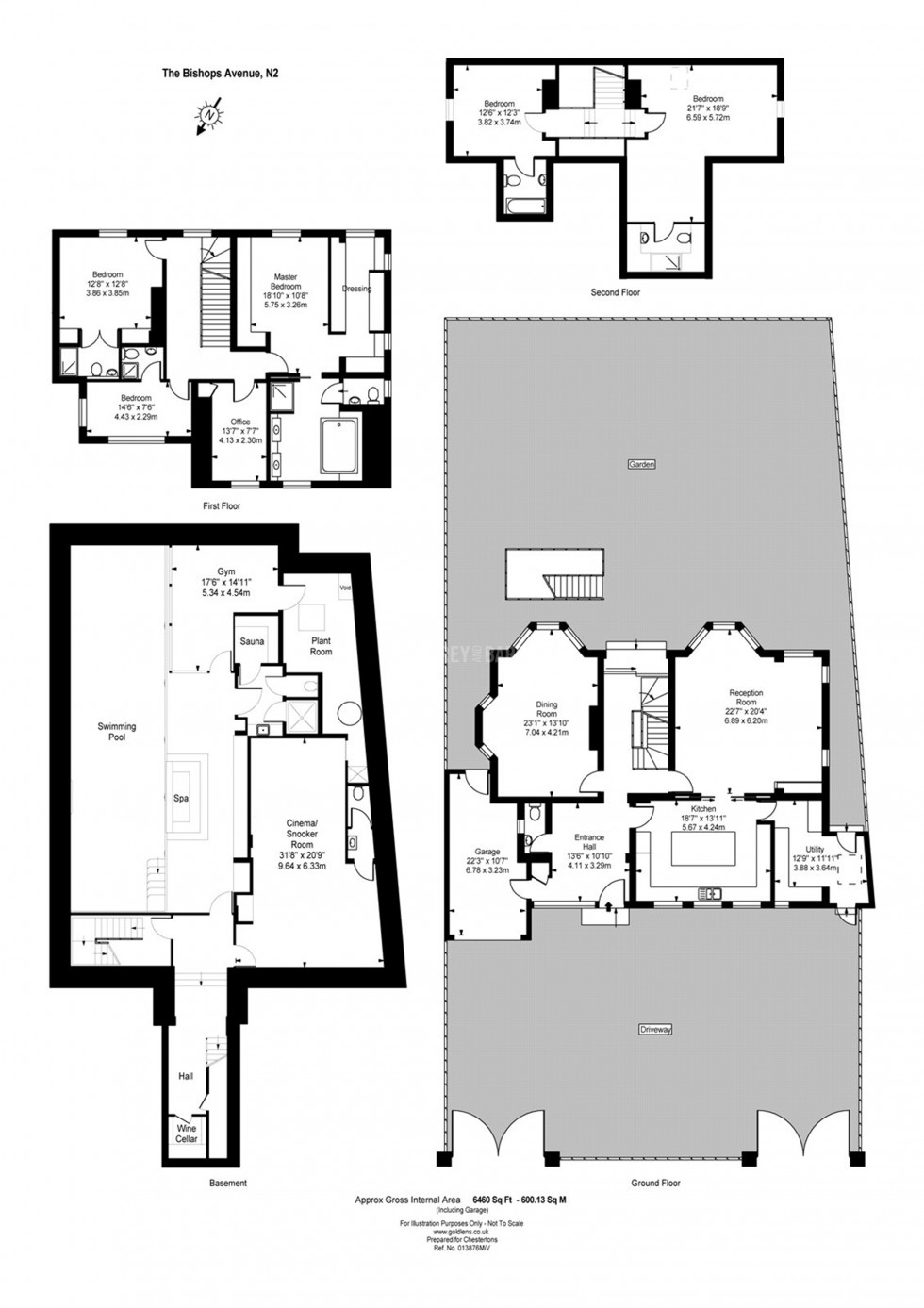 Floorplan for The Bishops Avenue, Hampstead Garden Suburb