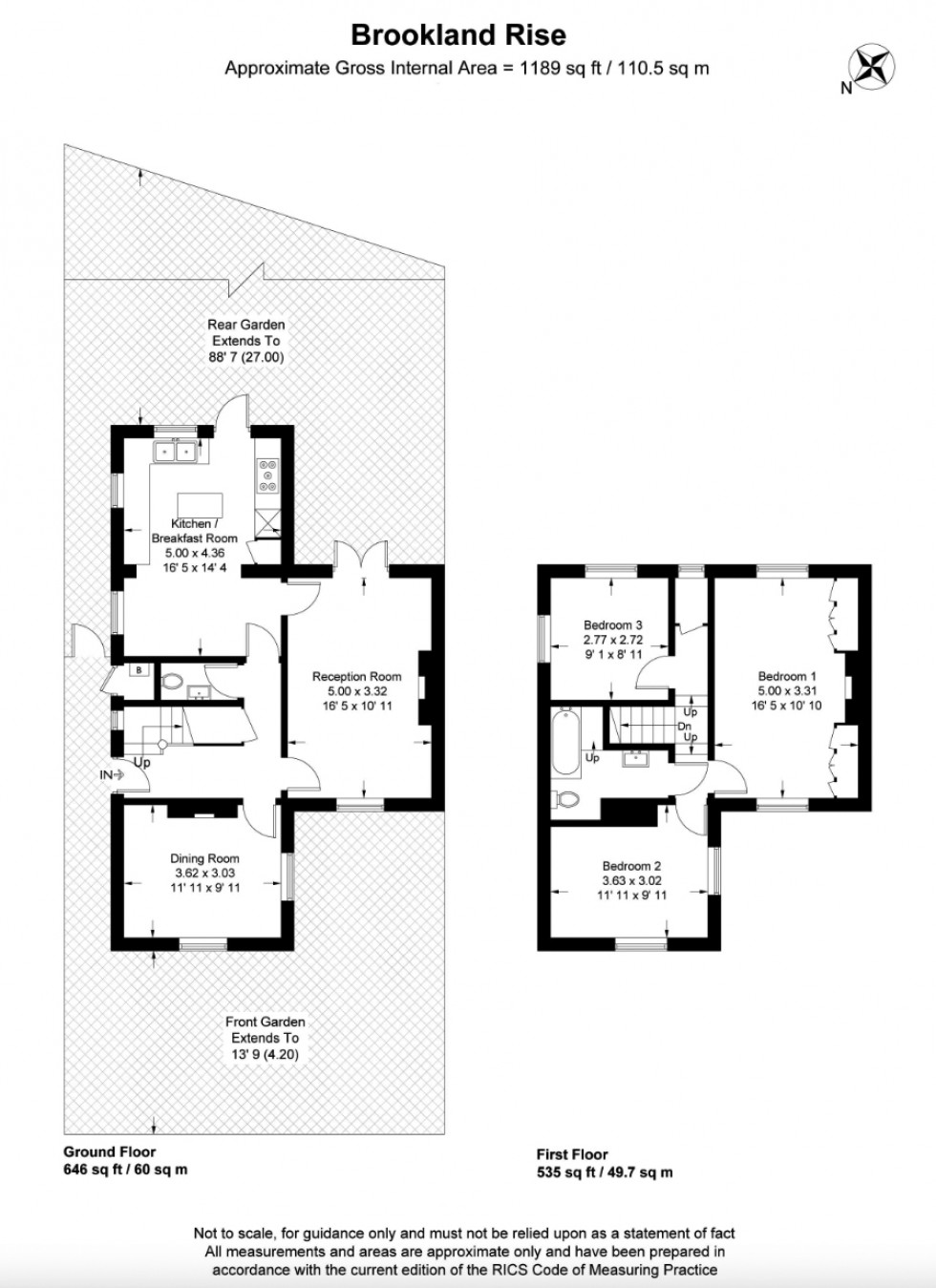 Floorplan for Brookland Rise, Hampstead Garden Suburb