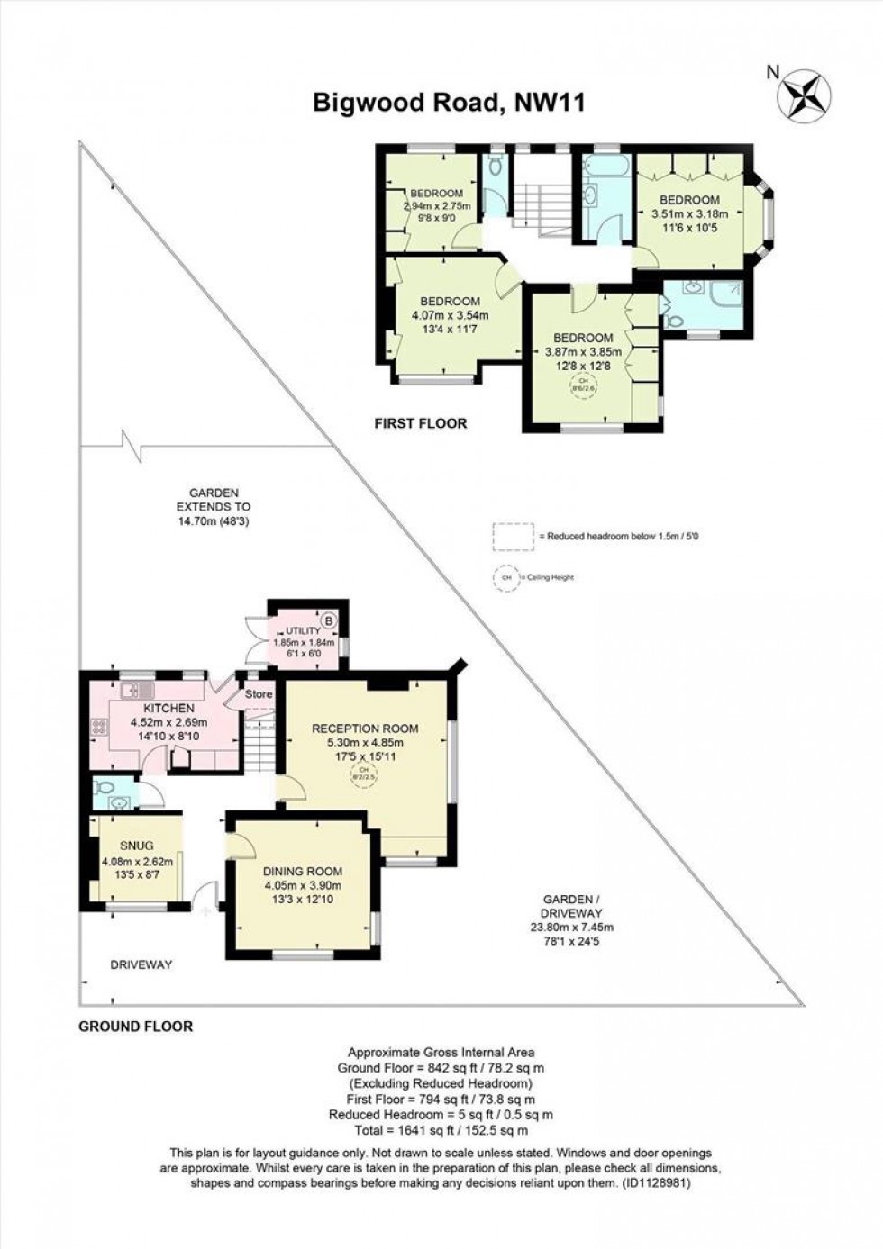 Floorplan for Bigwood Road, Hampstead Garden Suburb