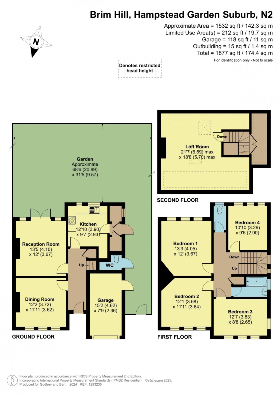 Floorplan for Brim Hill, Hampstead Garden Suburb