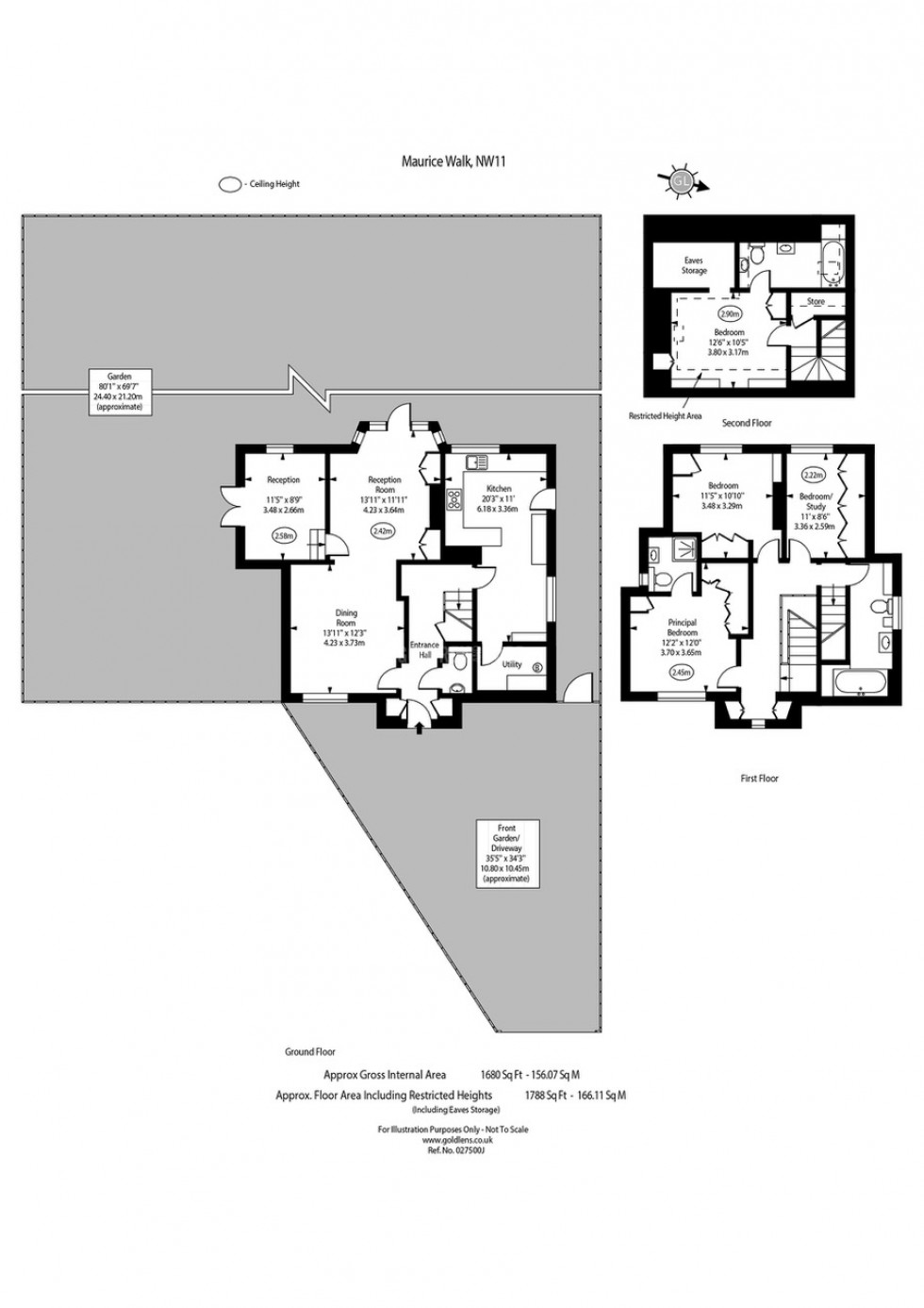 Floorplan for Maurice Walk, Hampstead Garden Suburb