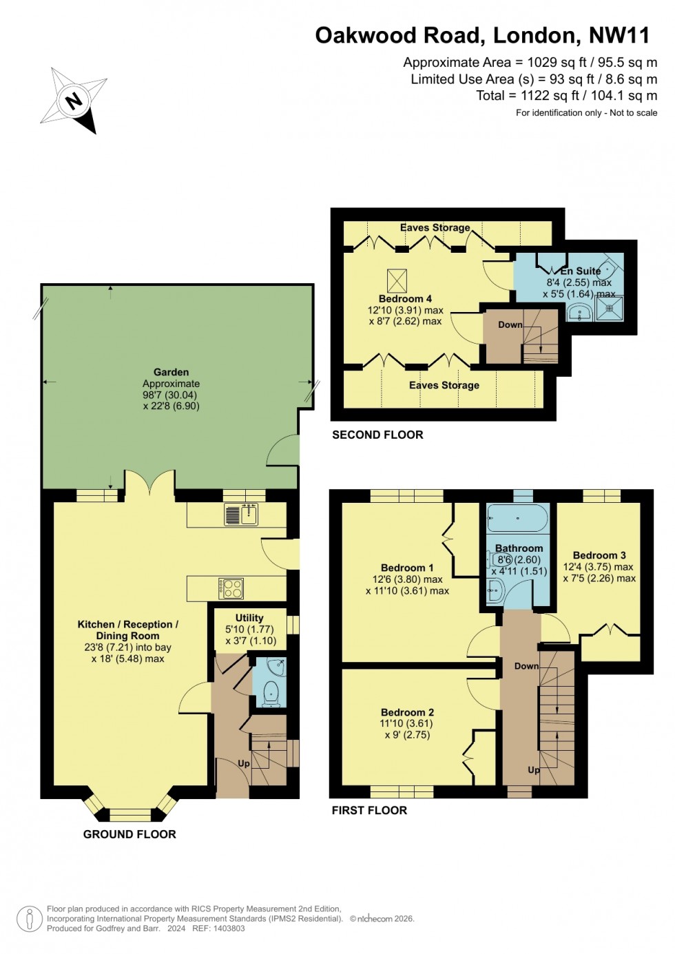 Floorplan for Oakwood Road, Hampstead Garden Suburb