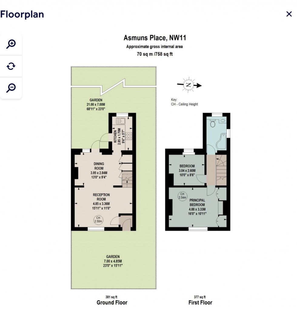 Floorplan for Asmuns Place, Hampstead Garden Suburb
