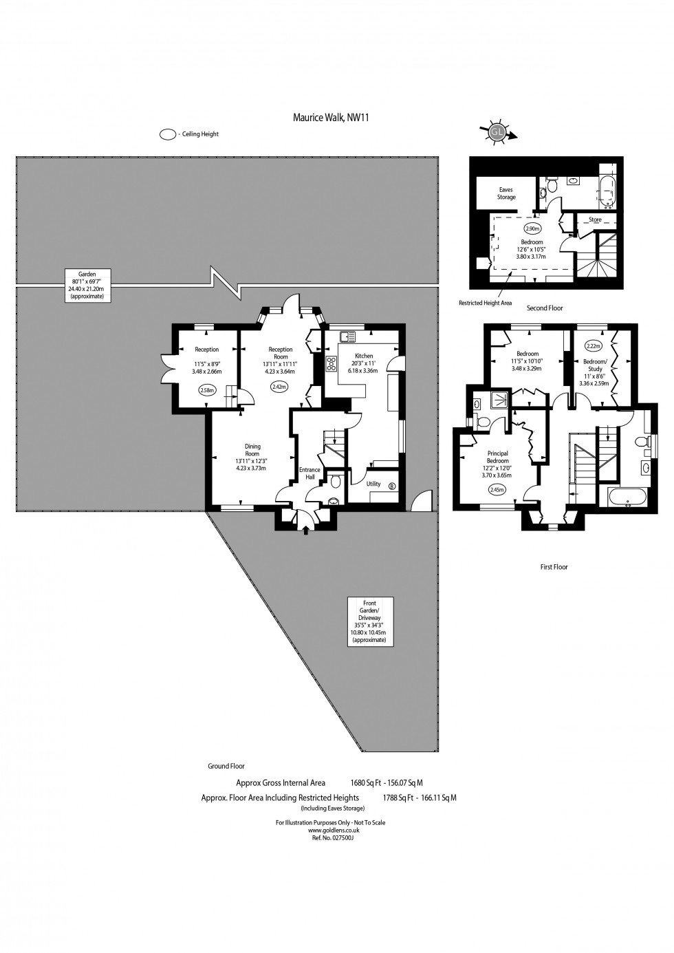 Floorplan for Maurice Walk, Hampstead Garden Suburb